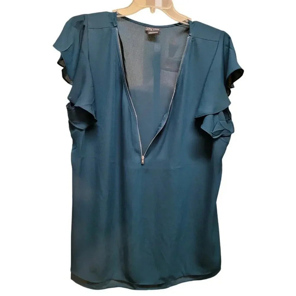 City Chic Zip Fling Flutter Sleeve Top Size Large - Picture 4 of 6